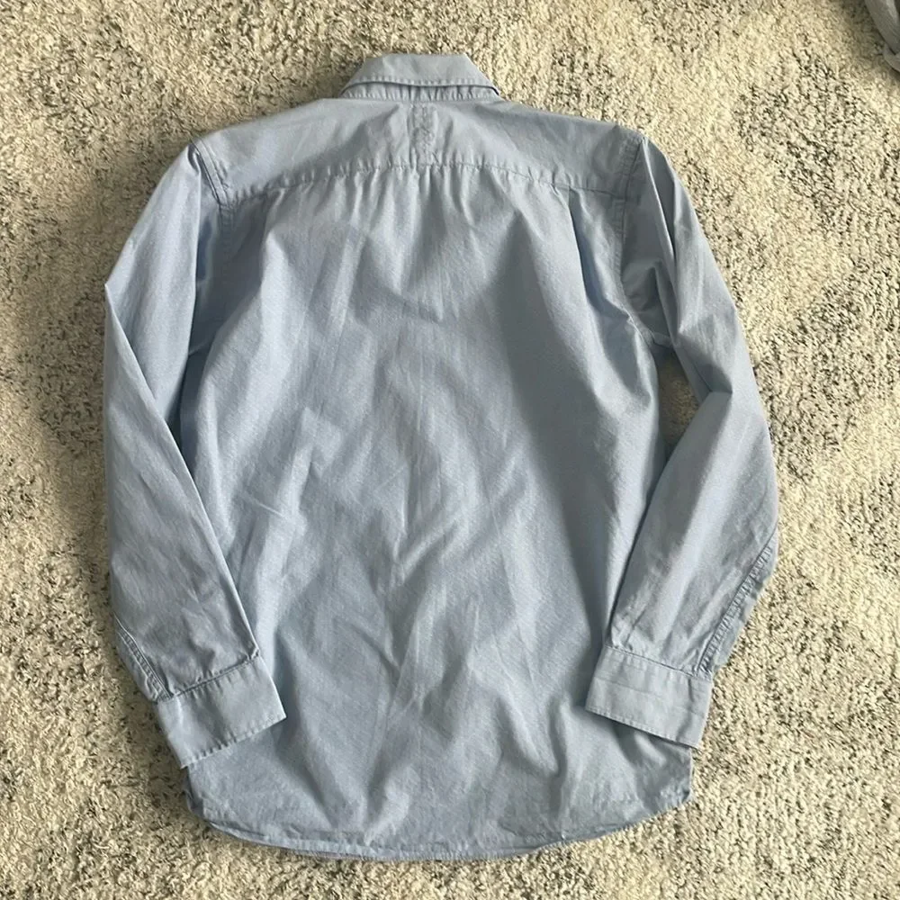 Nordstrom Kids Light Blue Patterned Button Down Dress Shirt Sz 16 Formal Collar